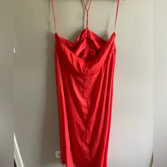 Banana Republic Women Halter Slip Dress XL T Red Poppyseed Minimalist‎ Sexy - Picture 9 of 12